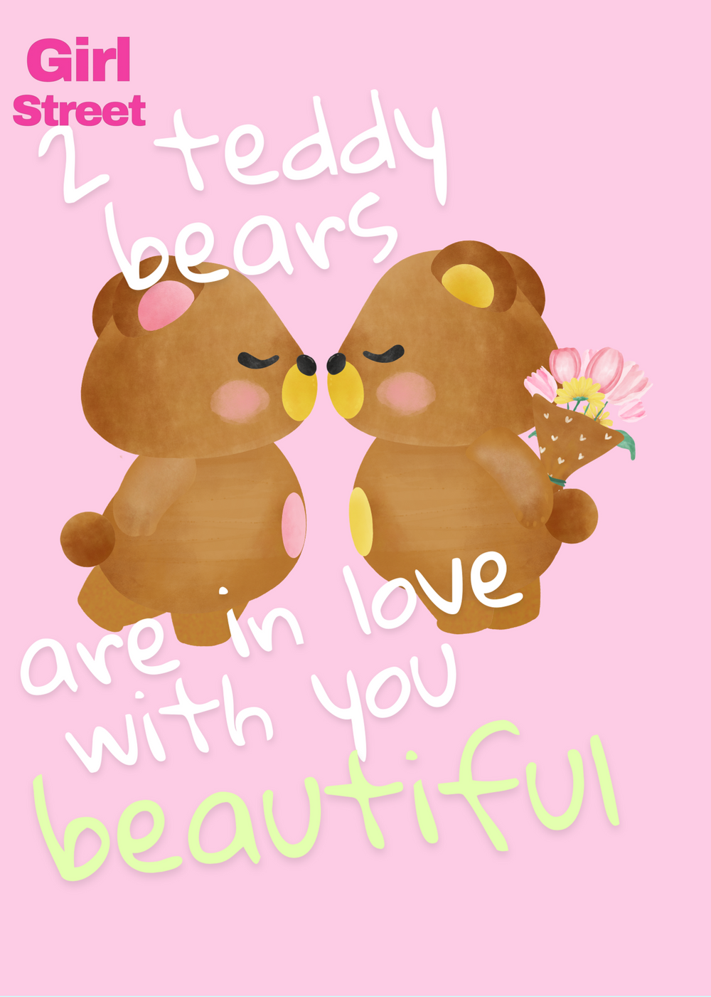 2 Teddy Bears Are In Love With You Beautiful Digital Download