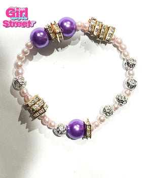 Pandora jewelry -  gift bracelet - Purple Pearls Bracelet - silver bracelet