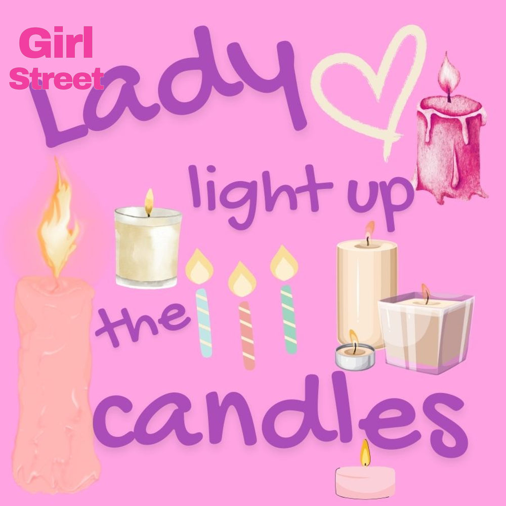 Lady Light Up Pink Candles Digital Download