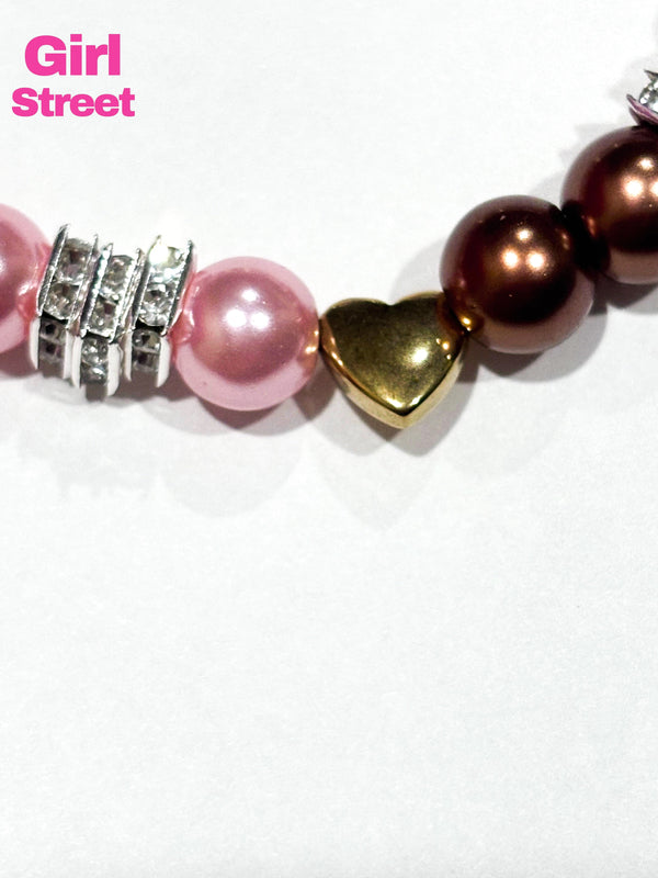 Pandora bracelet with charms Pink And Brown Pearls Bracelet