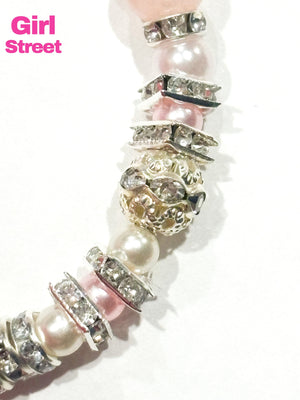 Pink Bracelet With Silver Balls