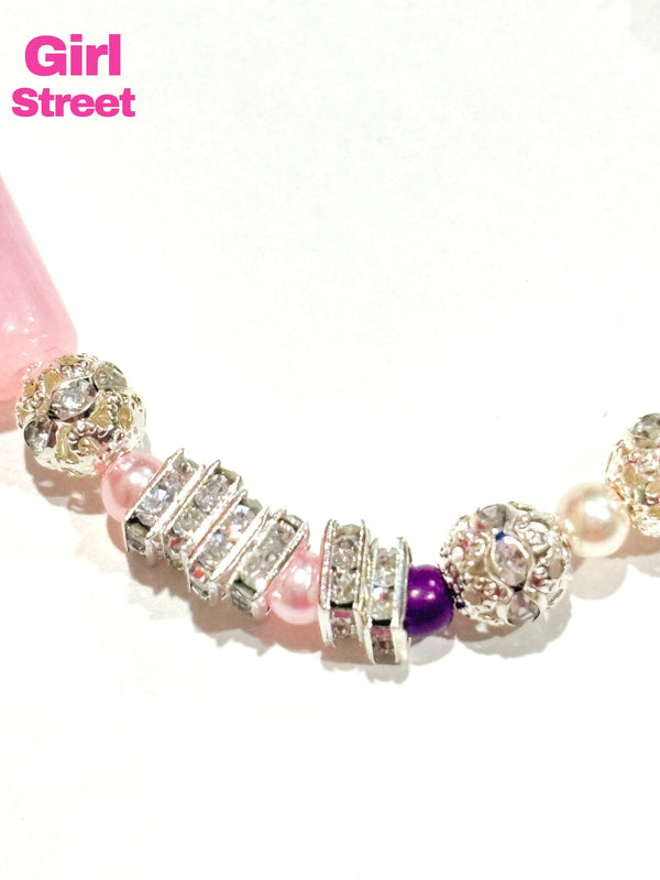 Pink Bracelet With Silver Balls