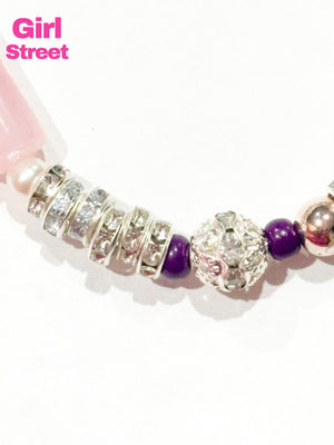 Pink Bracelet With Silver Balls