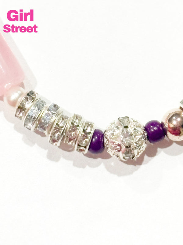 Pink Bracelet With Silver Balls