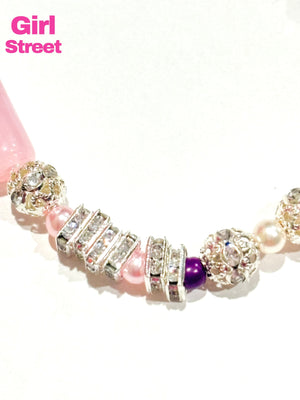 Pink Bracelet With Silver Balls