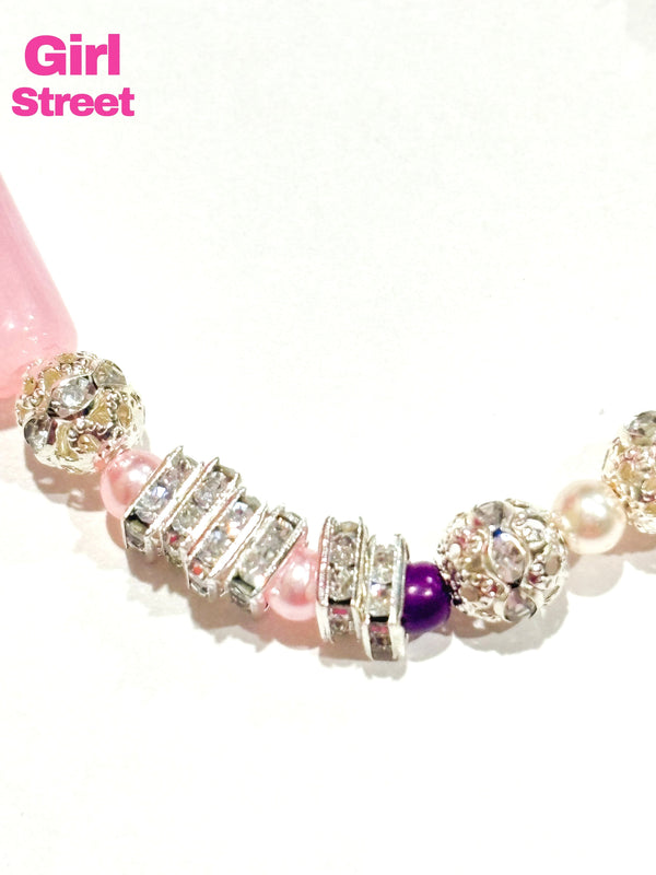 Pink Bracelet With Silver Balls