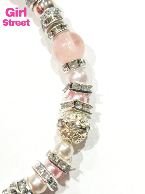 Pink Bracelet With Silver Balls