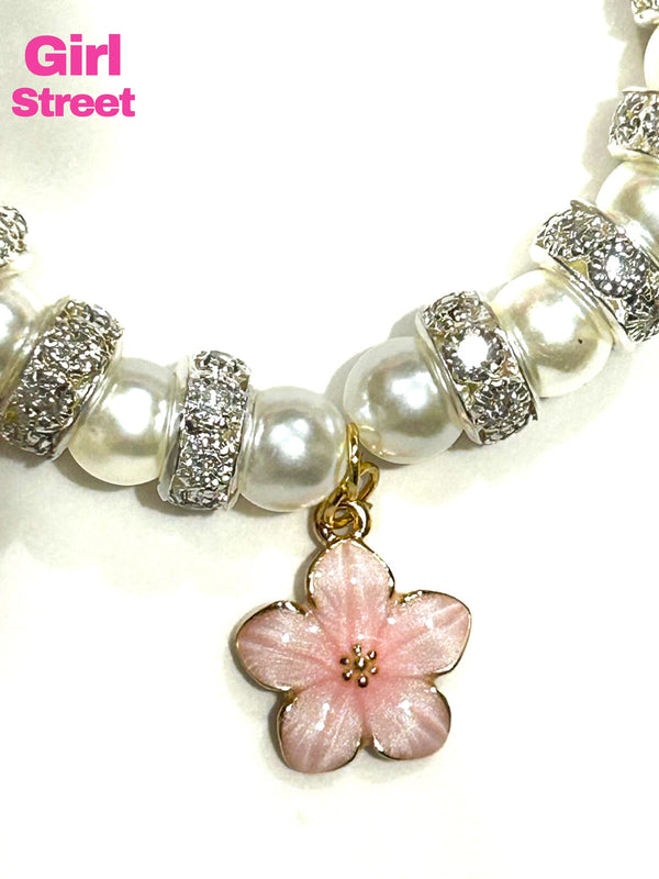 Pink Flower Bracelet