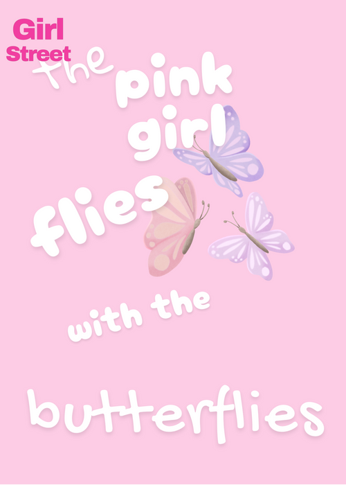 Pink Girl Flies With The Butterflies Digital Download