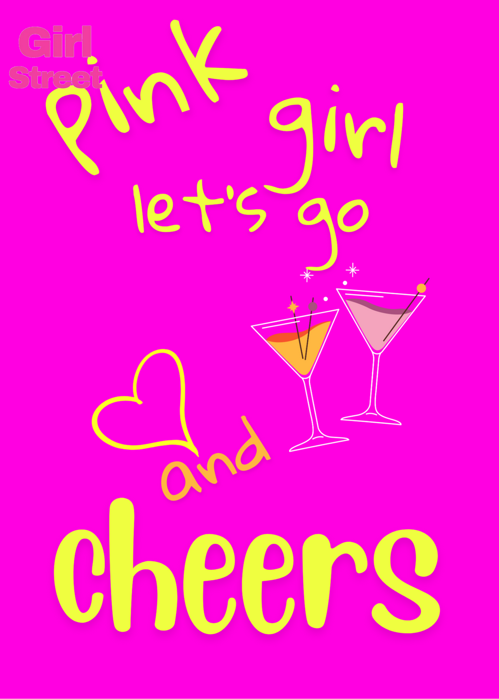 Pink Girl Let’s Go And Cheers Digital Download