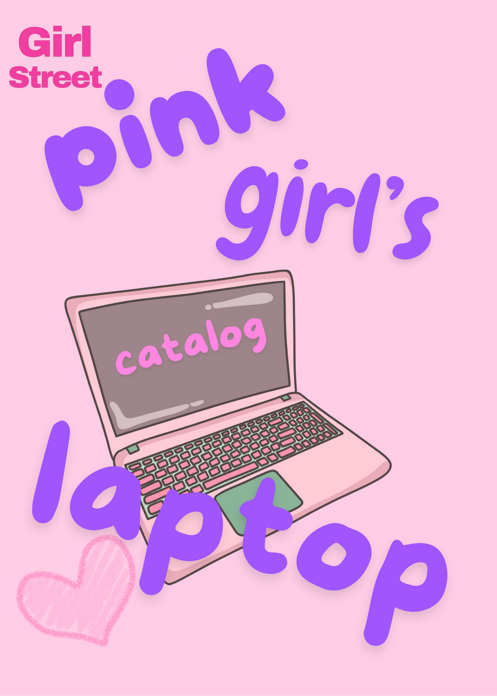 Pink Girl’s Laptop Digital Download