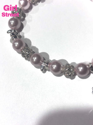 Pink Pearls With Silver Heart Charm