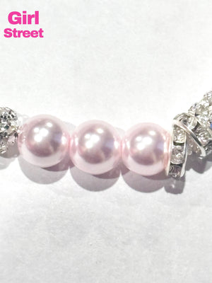 Pink Pearls With Silver Heart Charm