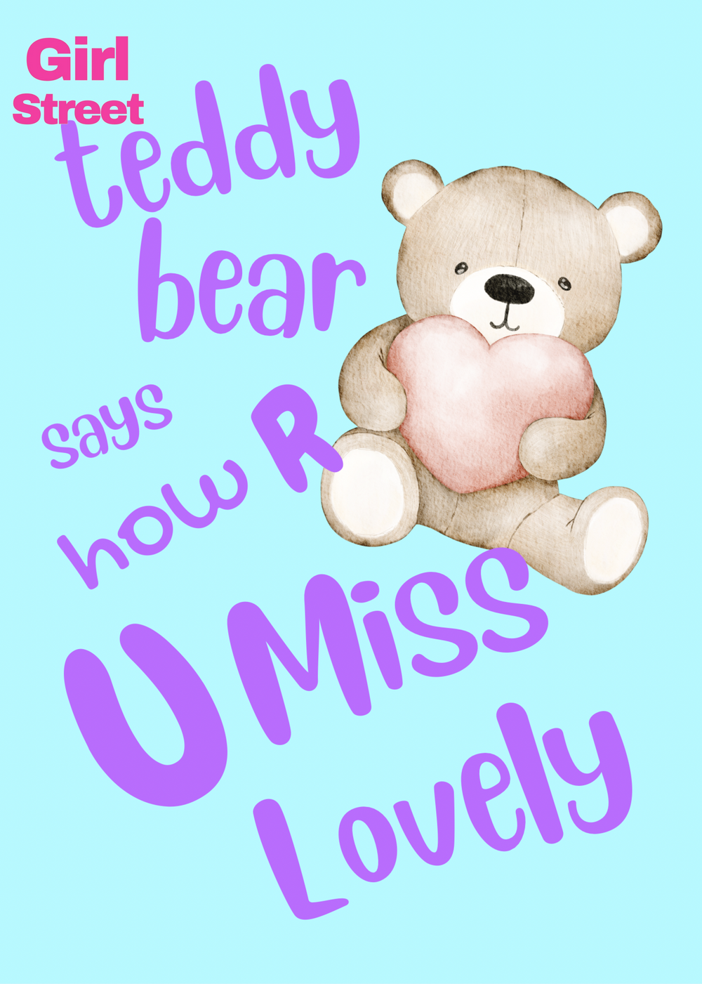 Teddy Bear Says How R U Miss Lovely Digital Download